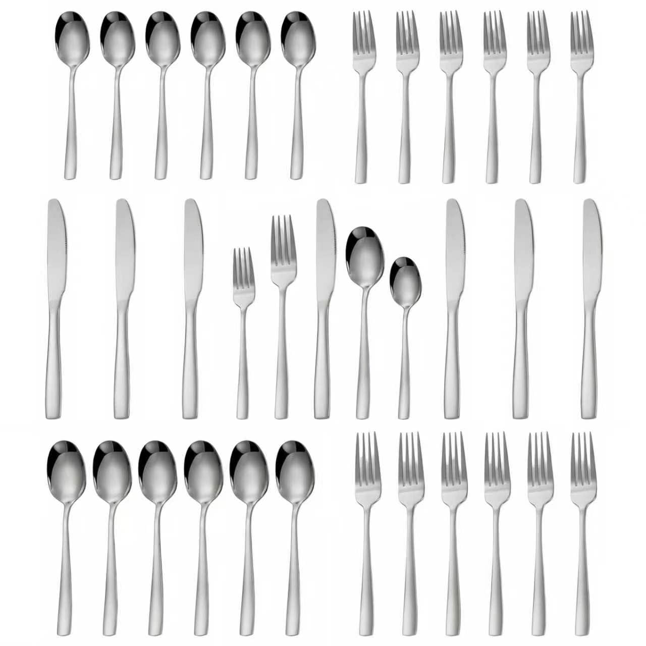 30-Piece Stainless Steel Cutlery Set Flatware Knife Mirror Finish Silver NEW