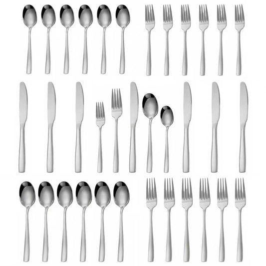 30-Piece Stainless Steel Cutlery Set Flatware Knife Mirror Finish Silver NEW