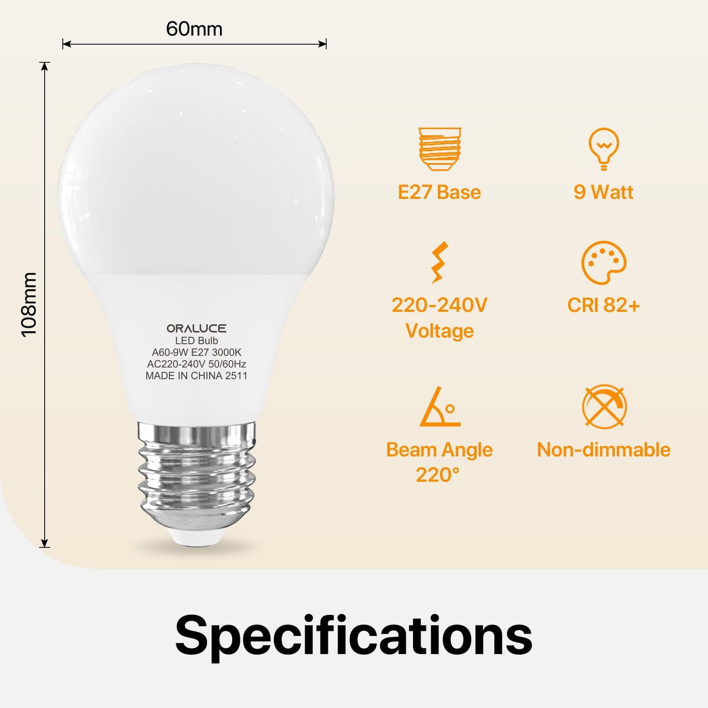 E27 LED LED Bulbs Bulb 9W=60W 900LM Warm White 3000K Bright Energy DEMO