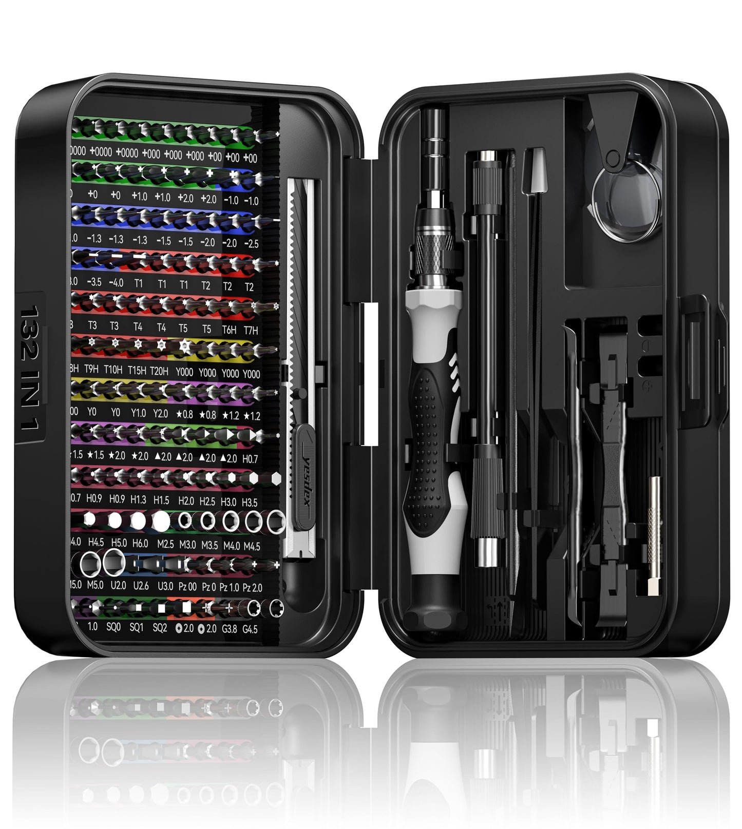 132-Piece Magnetic Precision Screwdriver Set Repair Tool Kit in Black for DEMO