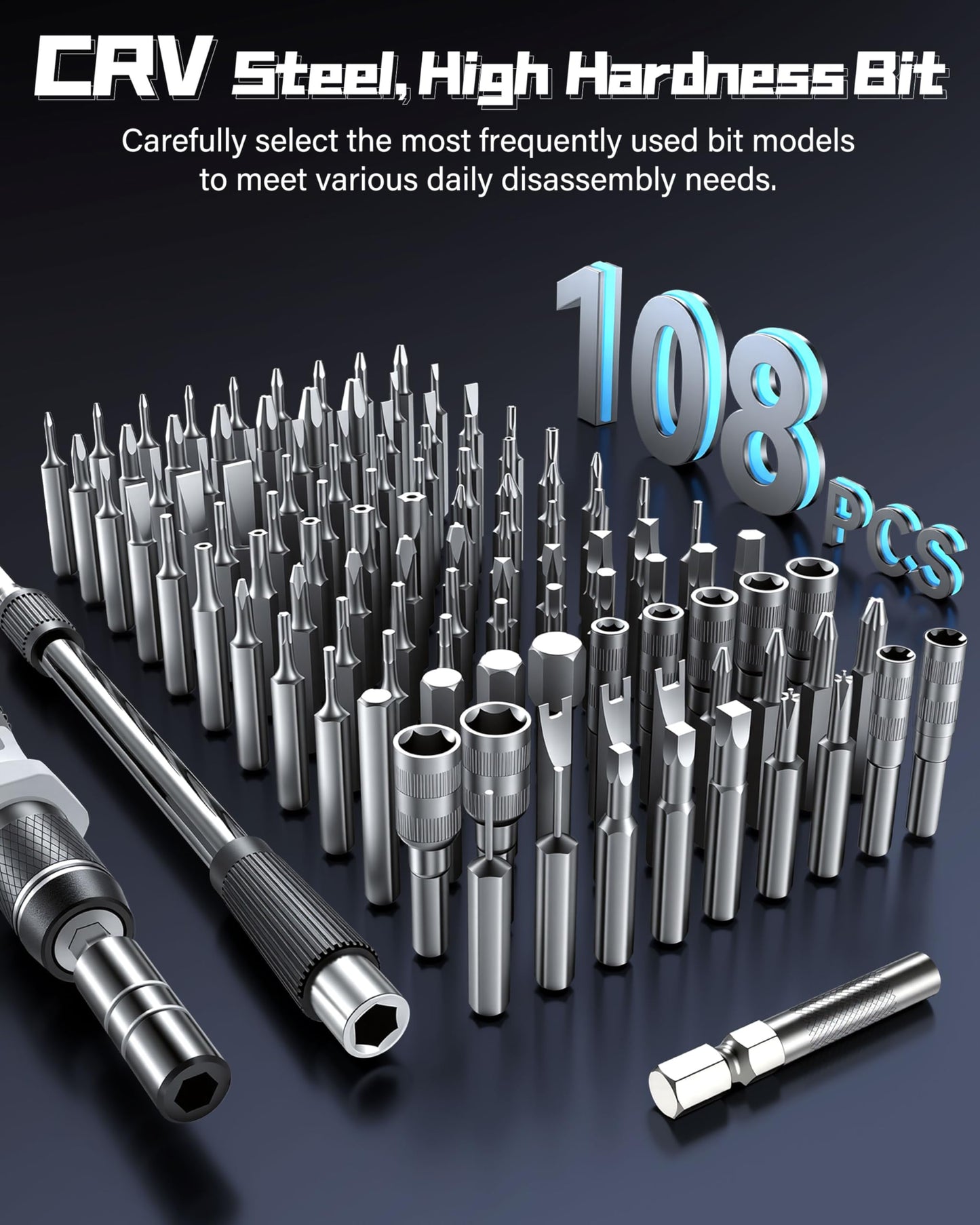 132-Piece Magnetic Precision Screwdriver Set Repair Tool Kit in Black for DEMO