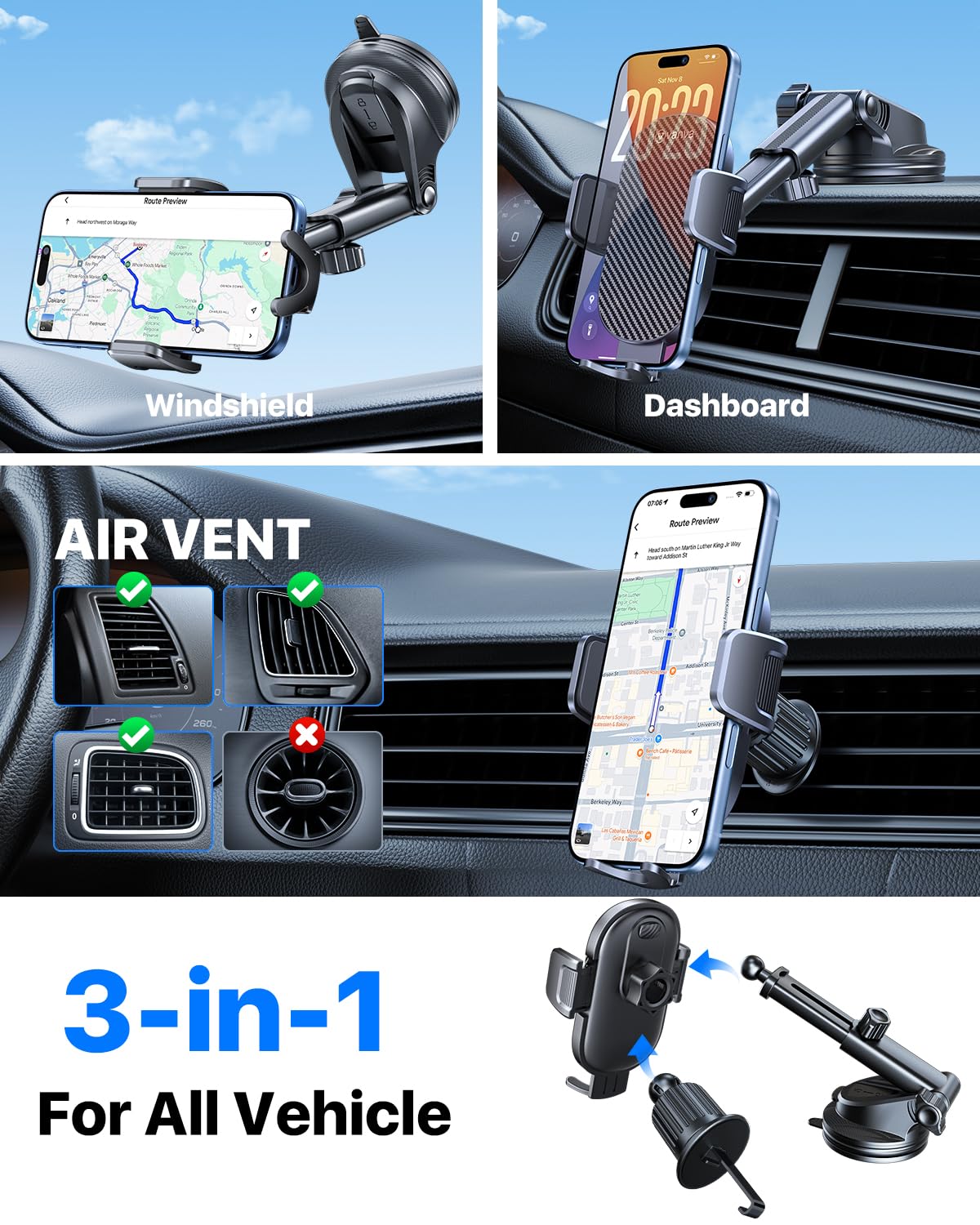 vanva Dash-Mounted Phone Holder for Vehicles - Secure Hands-Free Driving DEMO