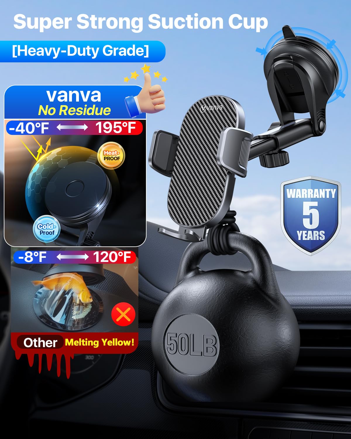 vanva Dash-Mounted Phone Holder for Vehicles - Secure Hands-Free Driving DEMO