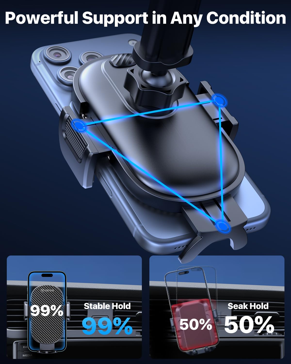 vanva Dash-Mounted Phone Holder for Vehicles - Secure Hands-Free Driving DEMO