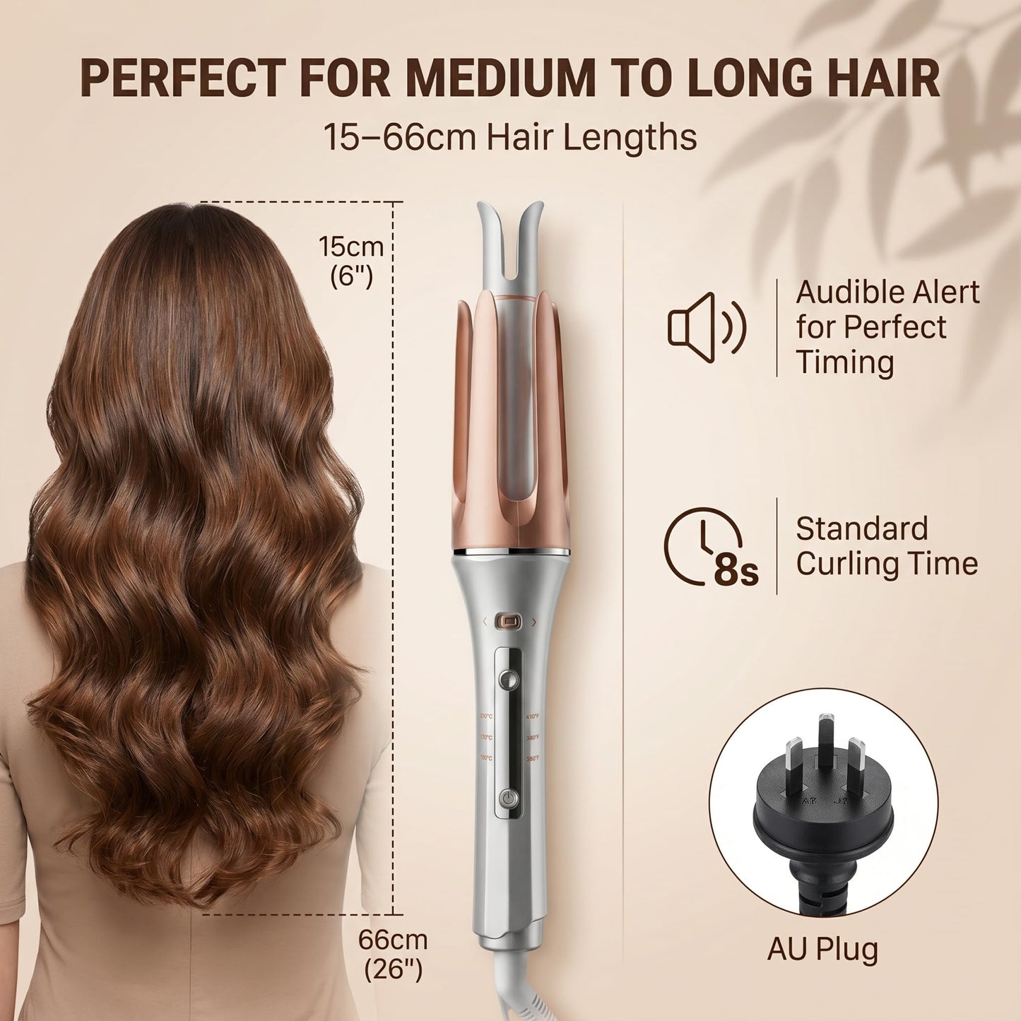 Ceramic Curling Tongs with 3 Temperature Settings, Gold, 5.1 cm DEMO
