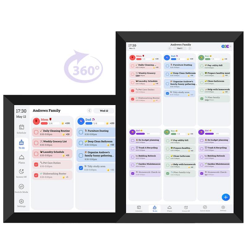 FotoCube Interactive Digital Wall Planner Chore Chart 10.1" Black & White DEMO