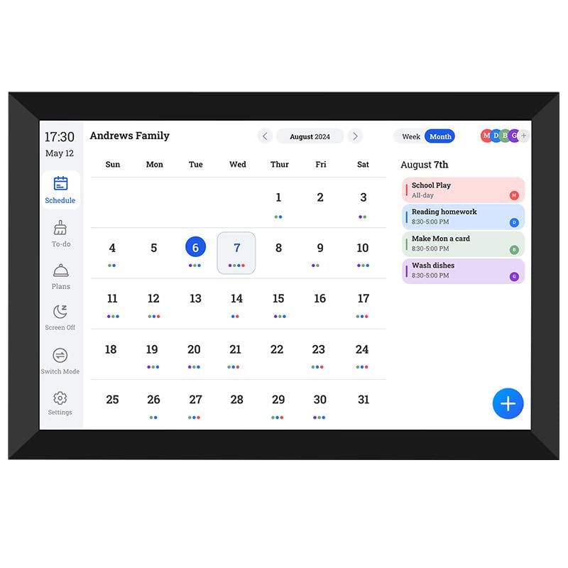 FotoCube Interactive Digital Wall Planner Chore Chart 10.1" Black & White DEMO