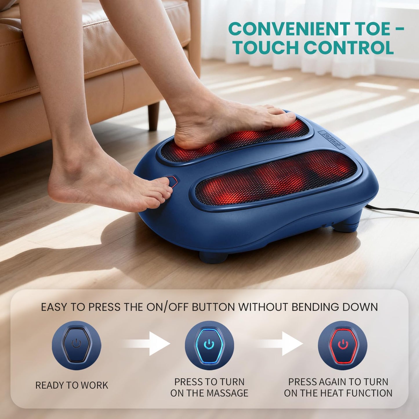 Nekteck Electric Foot Spa Massager with Shiatsu Heat Therapy, Blue, DEMO