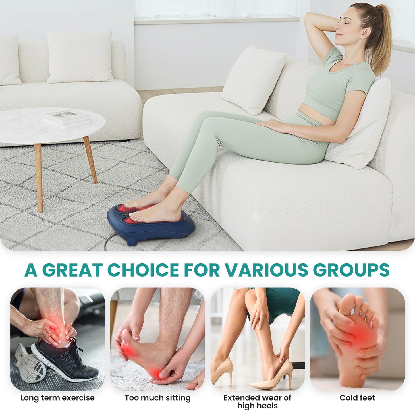 Nekteck Electric Foot Spa Massager with Shiatsu Heat Therapy, Blue, DEMO