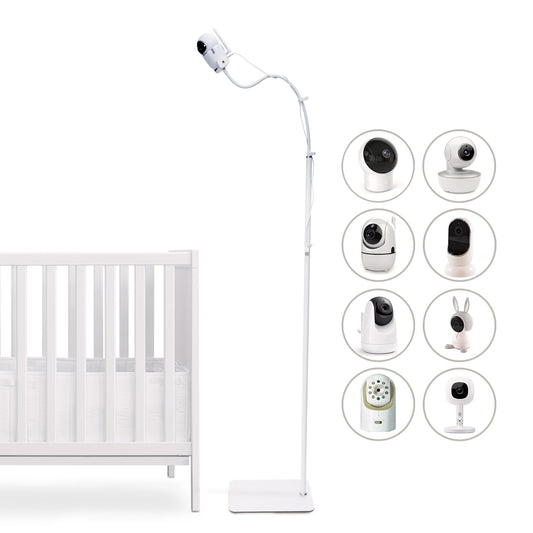 Goozie White Baby Monitor Floor Stand Holder - Adjustable Nursery Camera DEMO