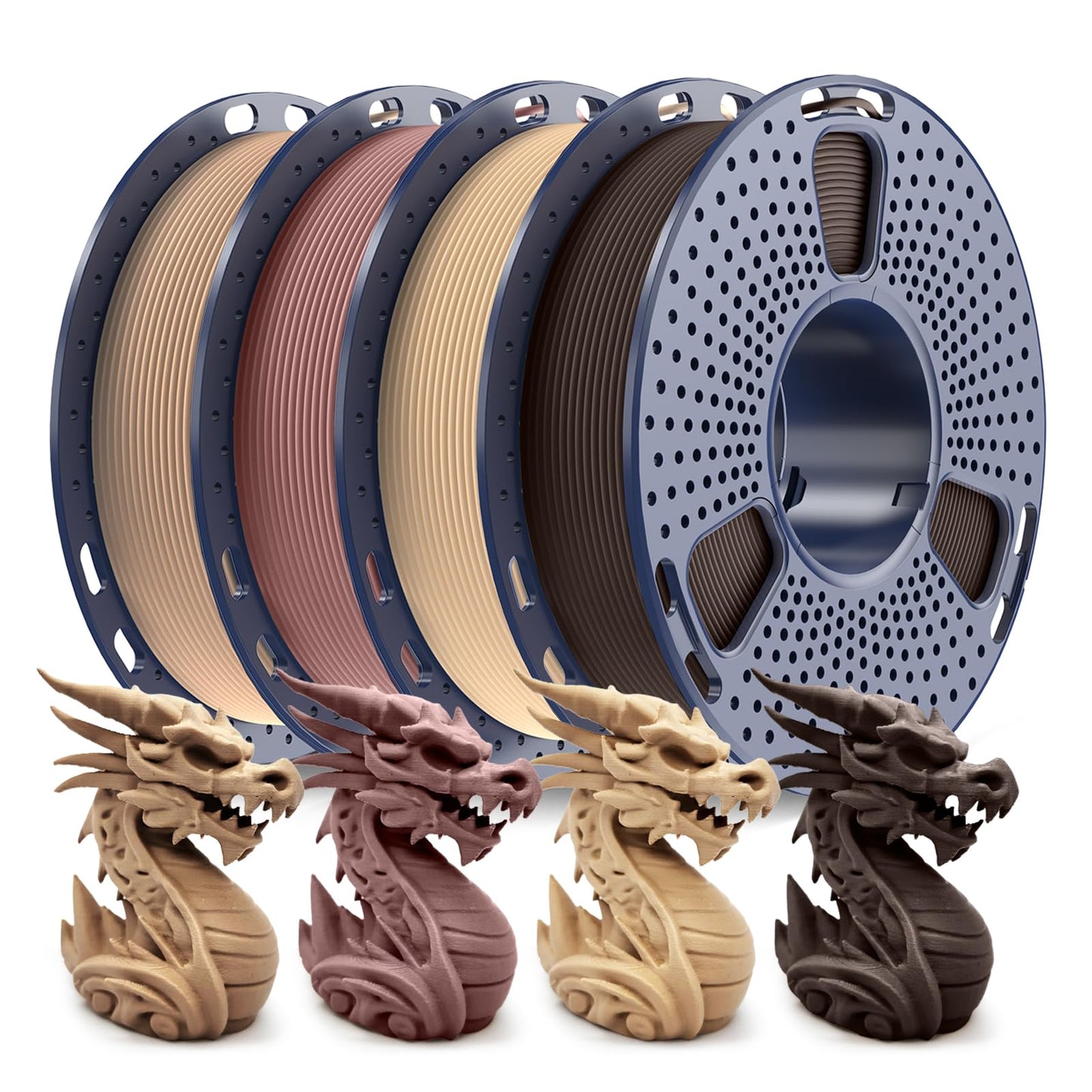 SUNLU 250g PLA Filament Bundle in Walnut, Logs, Cherry, Maple Colors for 3D NEW