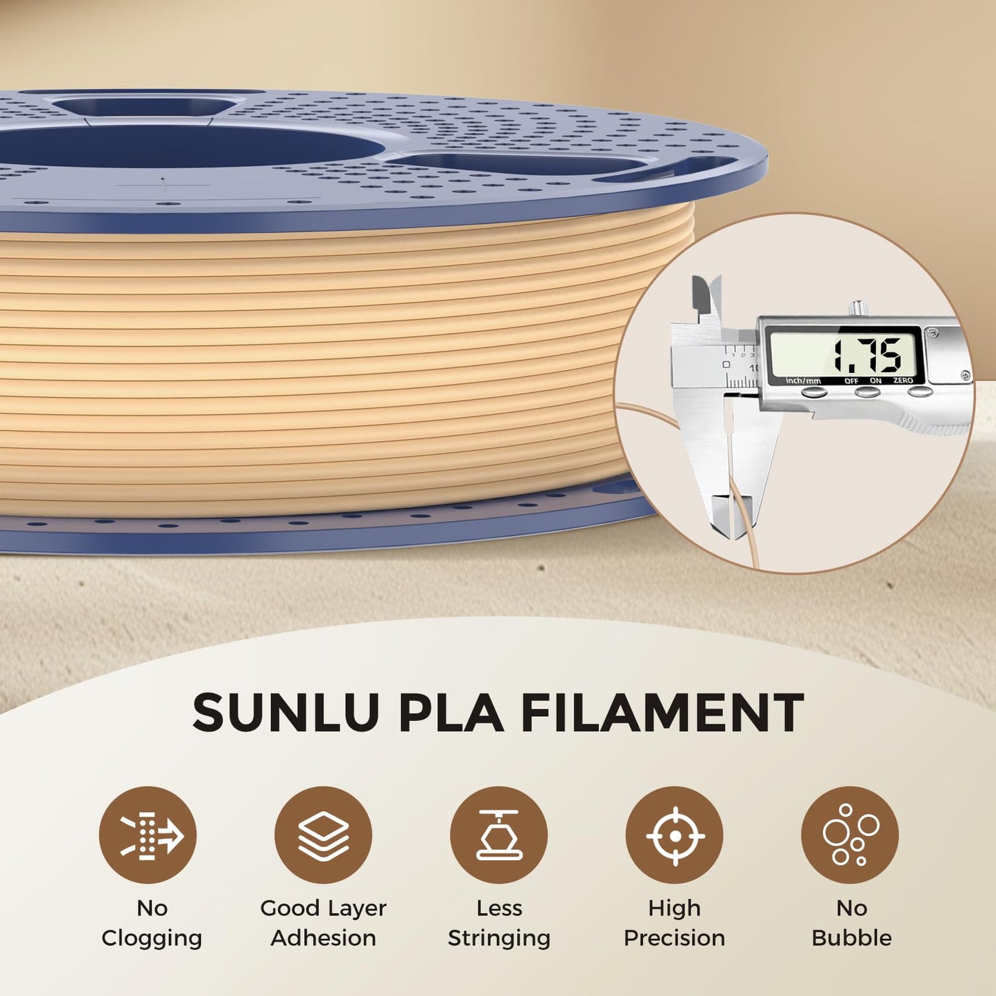 SUNLU 250g PLA Filament Bundle in Walnut, Logs, Cherry, Maple Colors for 3D NEW