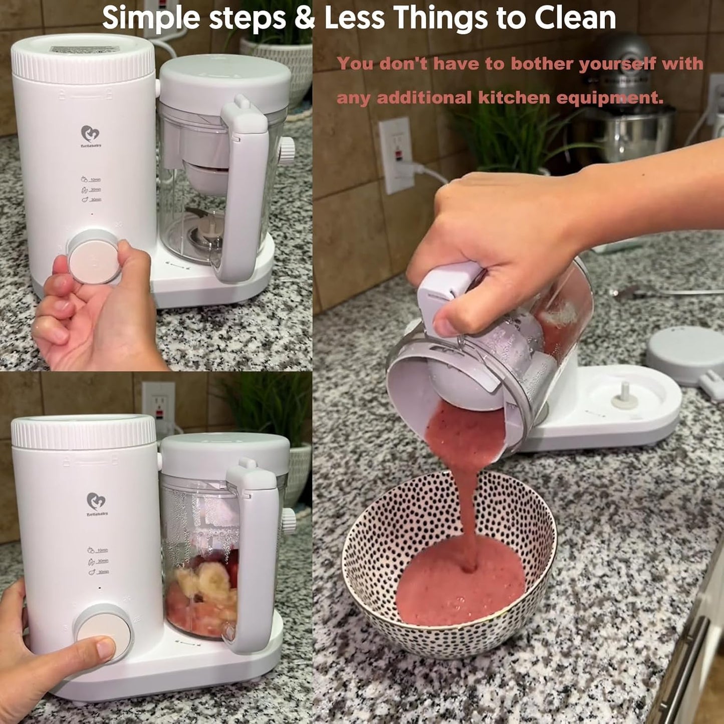 Bellababy White Baby Food Maker Blender Steamer Puree Processor for Infants DEMO