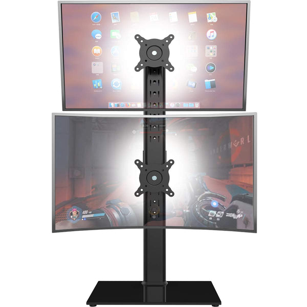 Hemudu Vertical Dual Monitor Stand Alloy Steel Free-Standing Riser Black DEMO