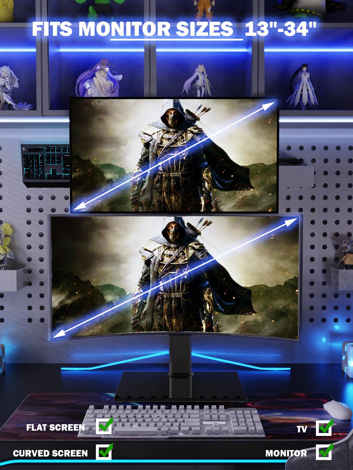 Hemudu Vertical Dual Monitor Stand Alloy Steel Free-Standing Riser Black DEMO