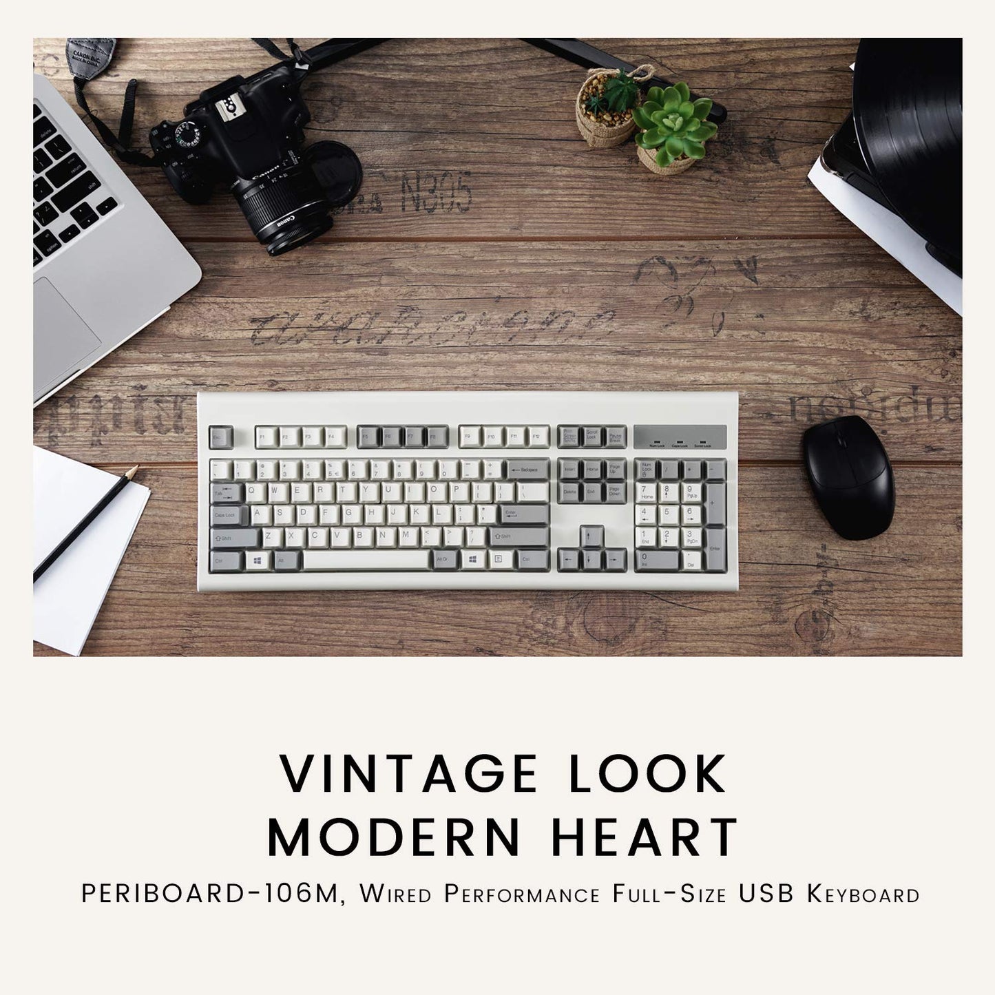 Perixx Full Keyboards Sized Wired USB Ergonomic Curved Beige Keyboard for DEMO