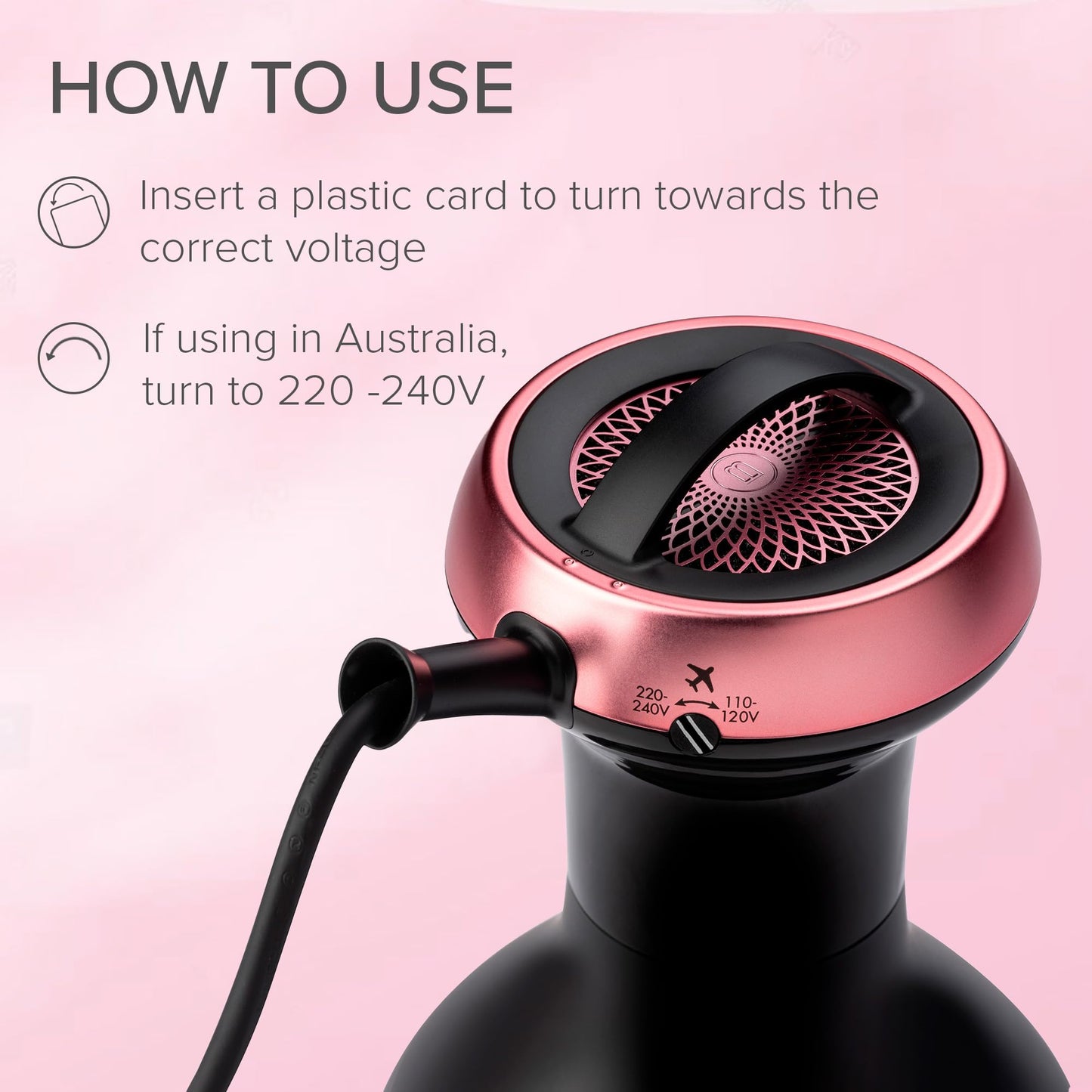 BELLISSIMA Curly Hair Dryer Diffuser, Compact Travel Size, Black & Pink DEMO