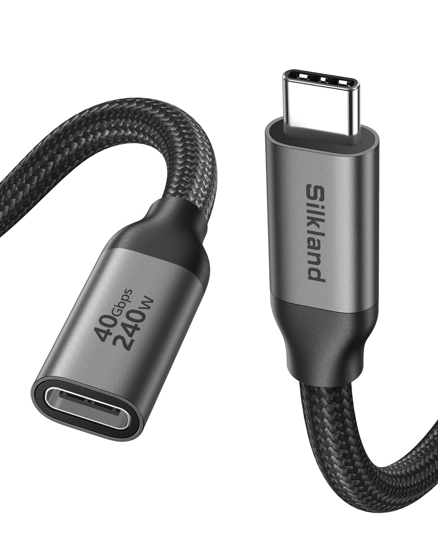 Silkland 240W USB Cables USB-C Extension Cable 8K@240Hz Grey 1M - DEMO