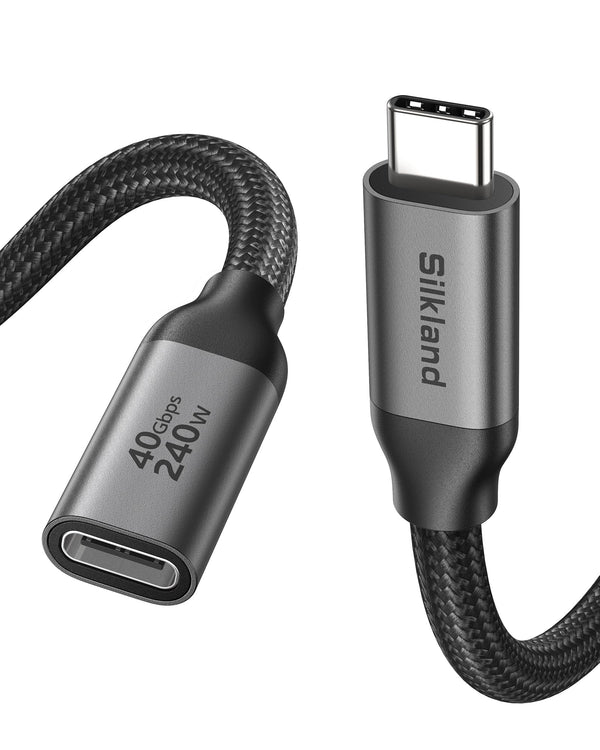 Silkland 240W USB Cables USB-C Extension Cable 8K@240Hz Grey 1M - DEMO