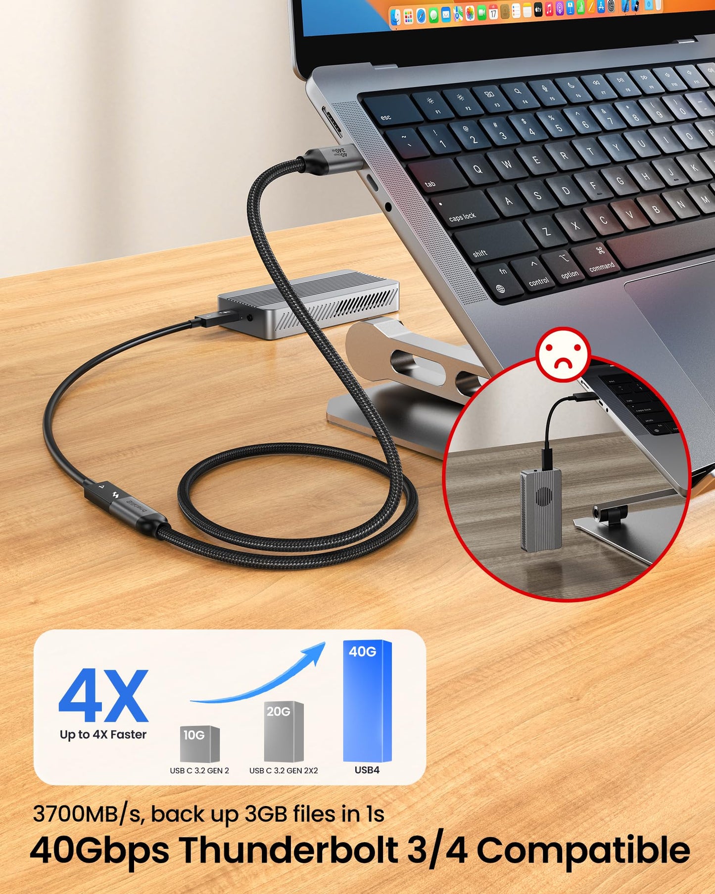 Silkland 240W USB Cables USB-C Extension Cable 8K@240Hz Grey 1M - DEMO