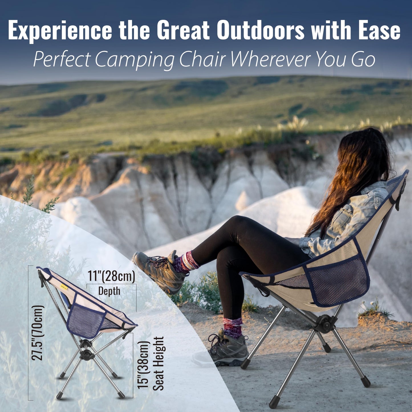 Trekology Portable Chairs Camping Chair Ultralight Compact Folding Sahara DEMO