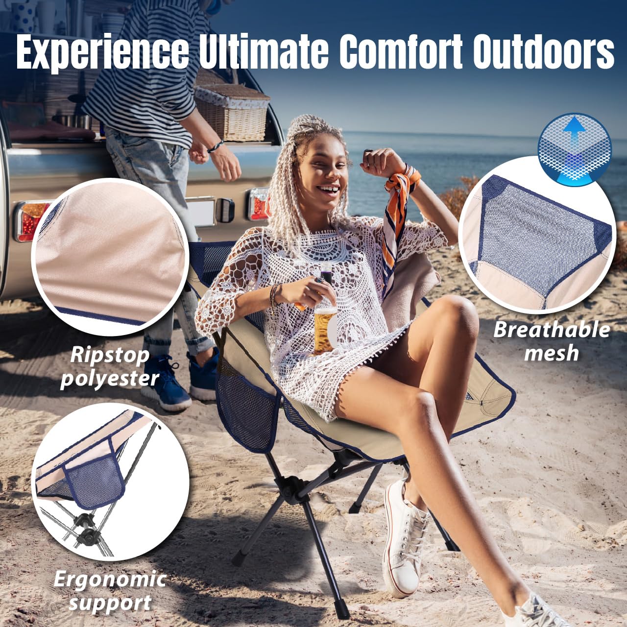 Trekology Portable Chairs Camping Chair Ultralight Compact Folding Sahara DEMO