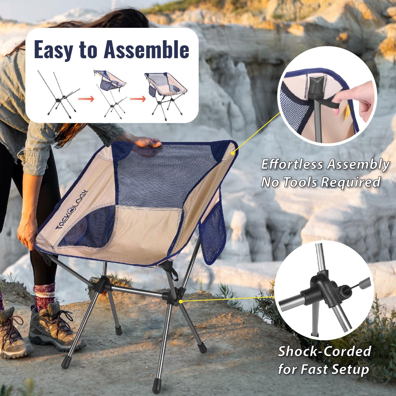 Trekology Portable Chairs Camping Chair Ultralight Compact Folding Sahara DEMO