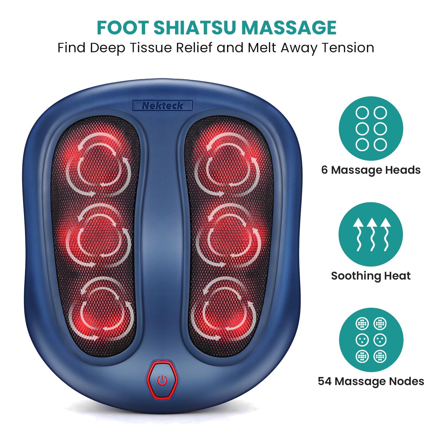 Nekteck Electric Foot Spa Massager with Shiatsu Therapy, Heat, Blue DEMO
