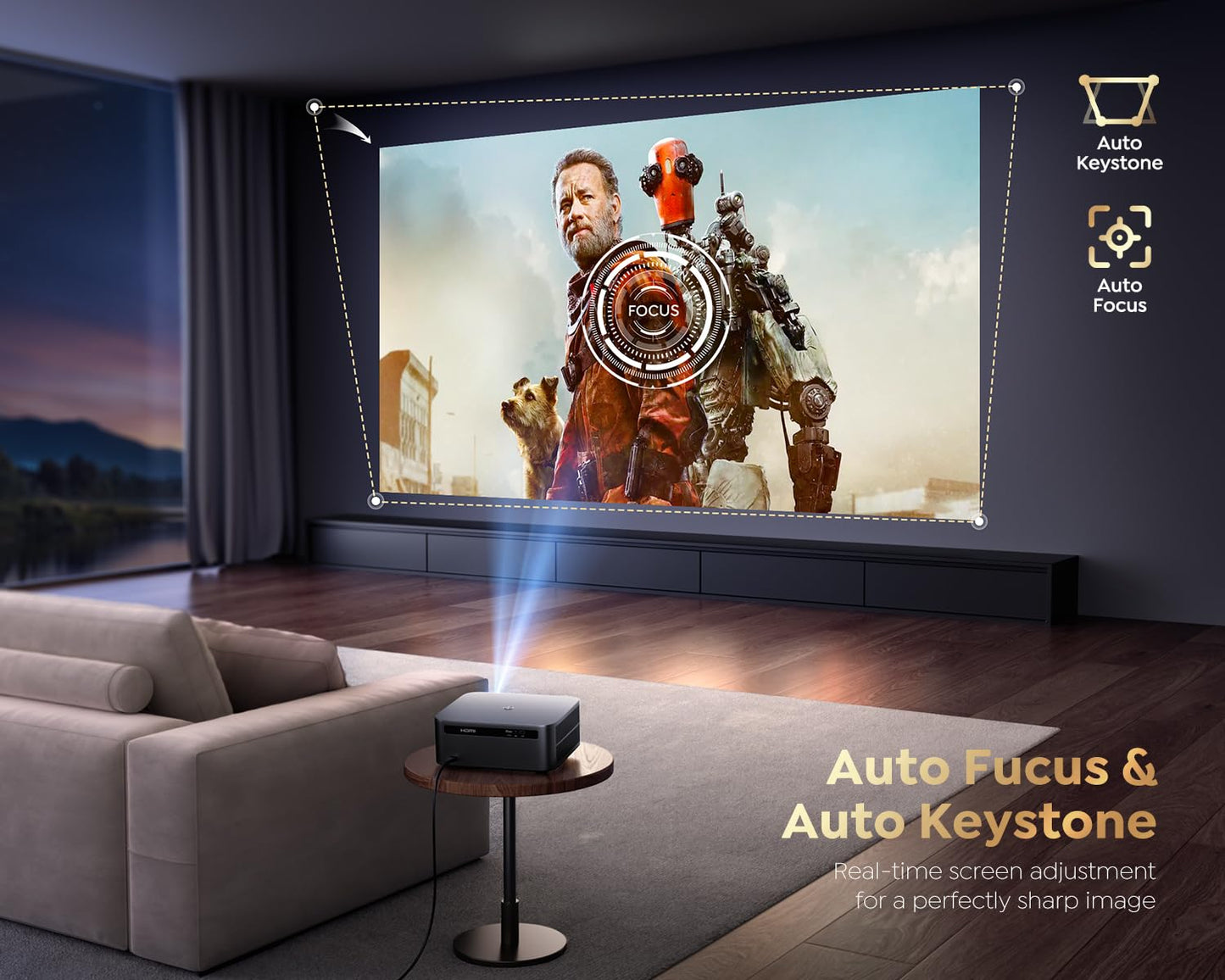 PUTRIMS 4K Projectors Projector with Google TV, Wireless Voice Control, Dark