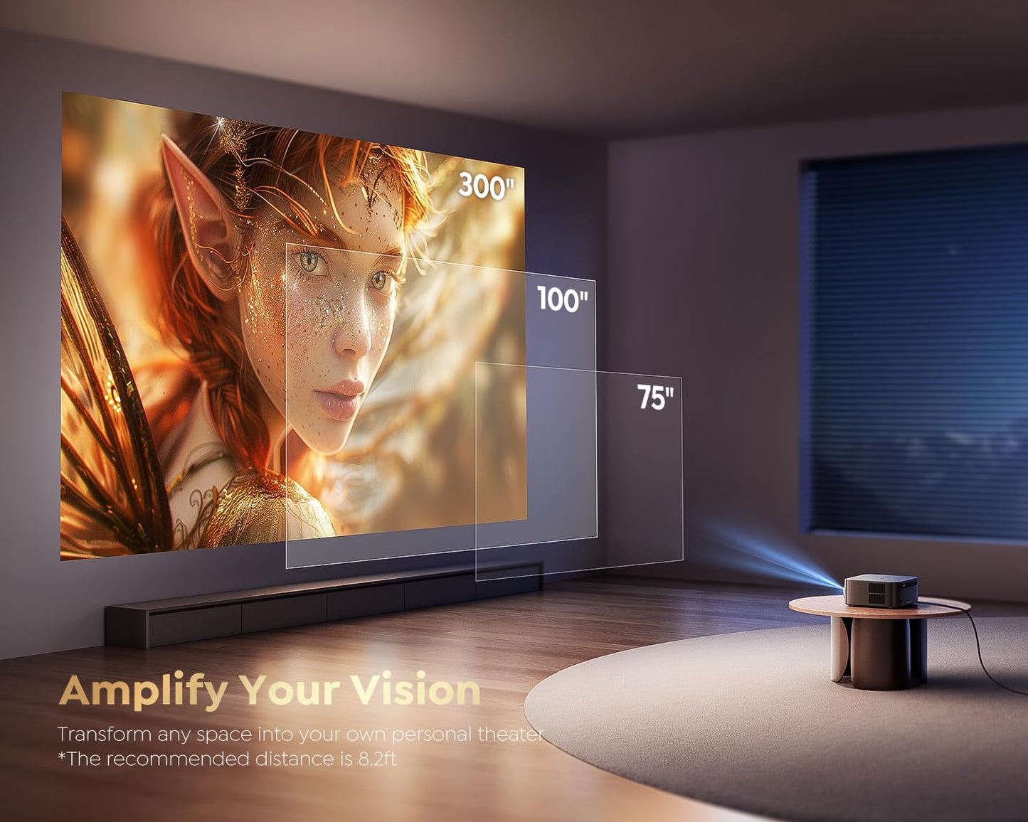 PUTRIMS 4K Projectors Projector with Google TV, Wireless Voice Control, Dark