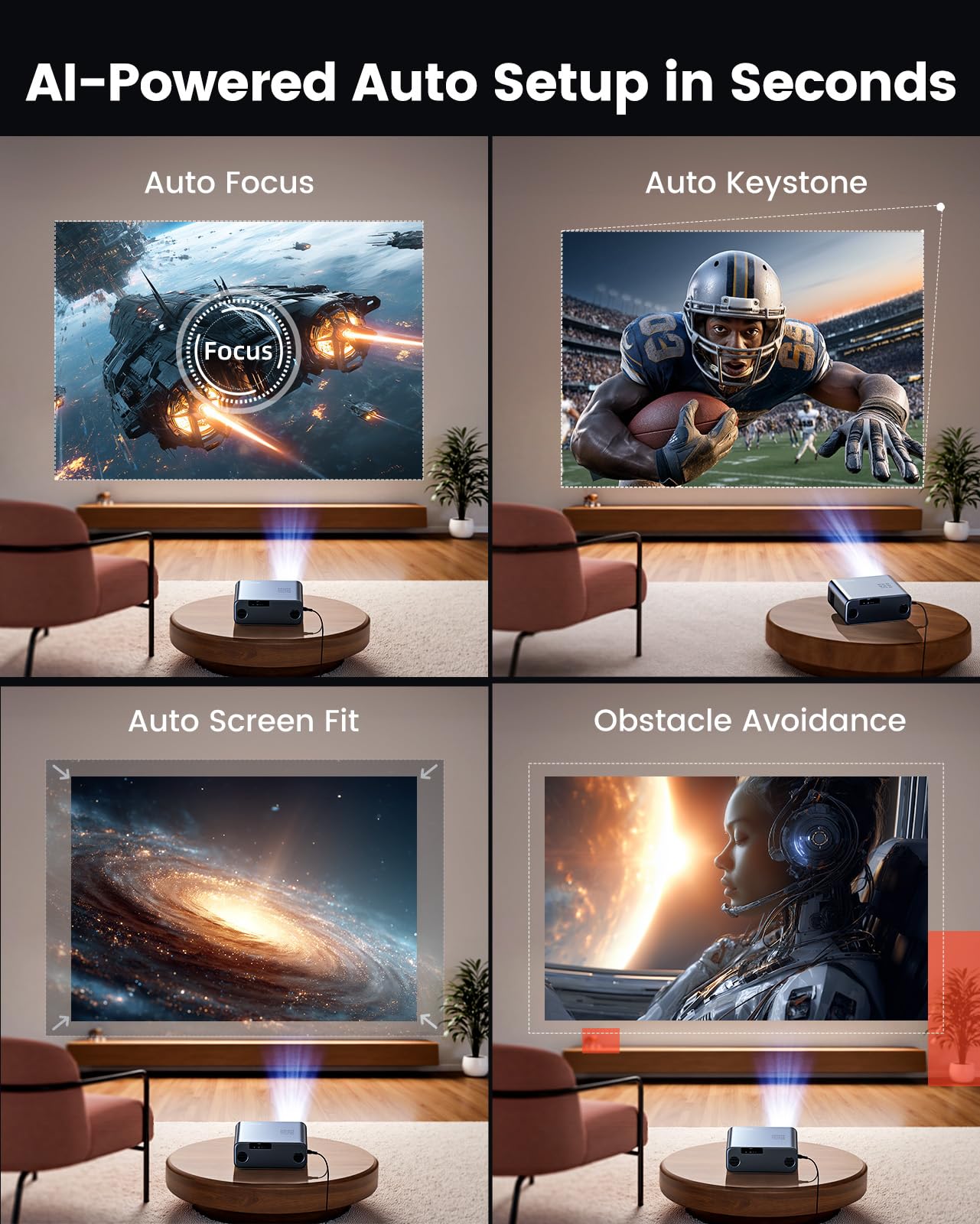 WiMiUS 4K Projectors Projector with Google TV, Netflix, Disney+ and Dolby Audio