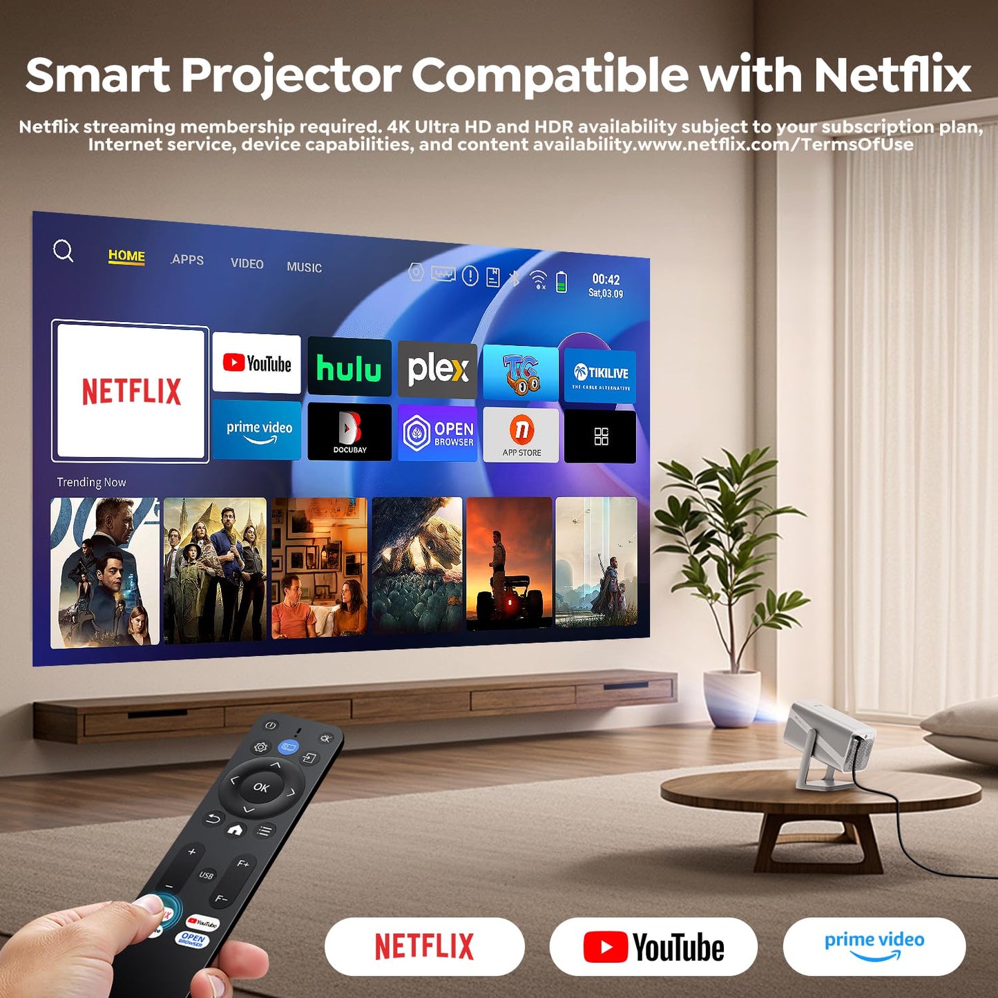 TOPTRO 4K Projectors Mini Projector Built-in Apps Dolby Audio Portable Home