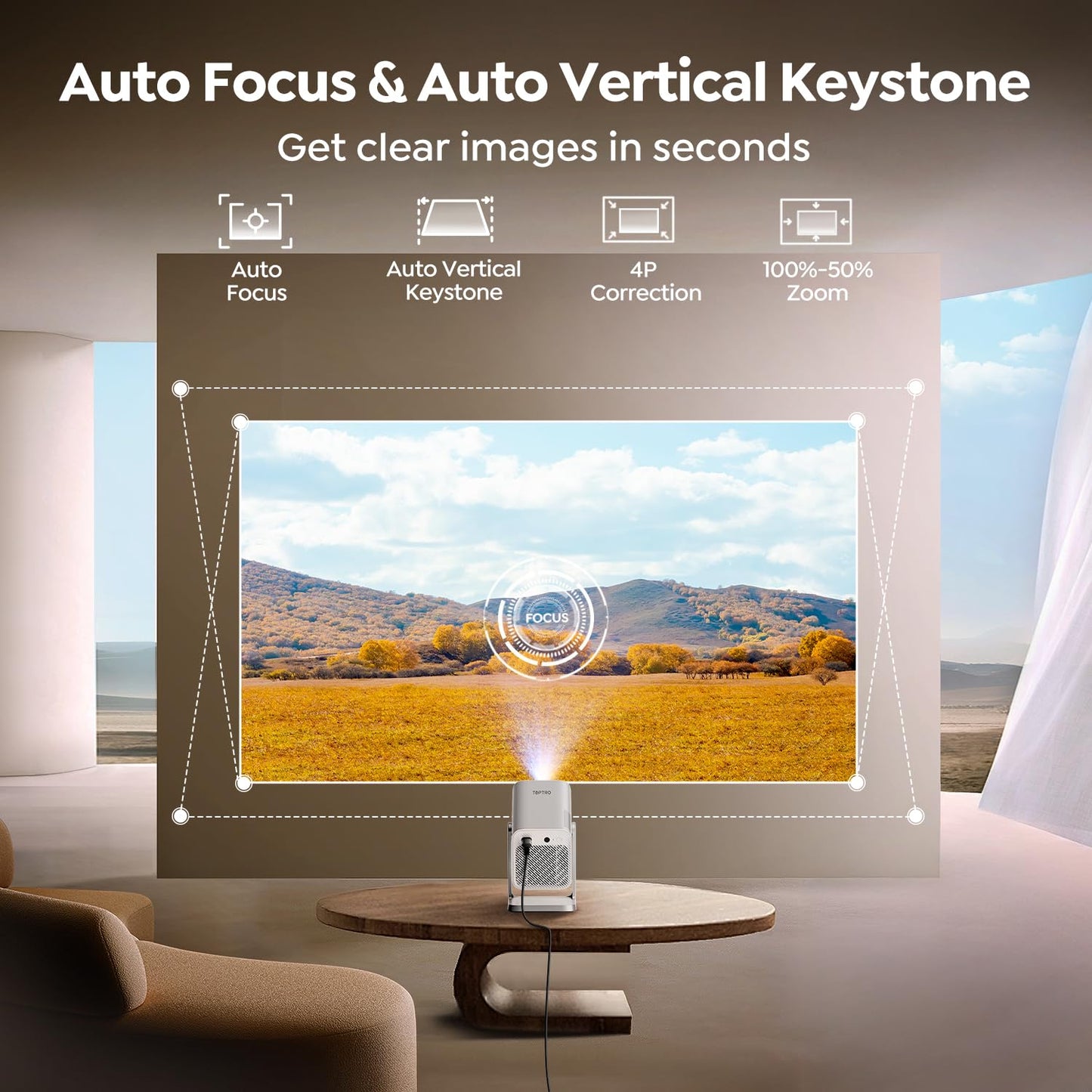 TOPTRO 4K Projectors Mini Projector Built-in Apps Dolby Audio Portable Home