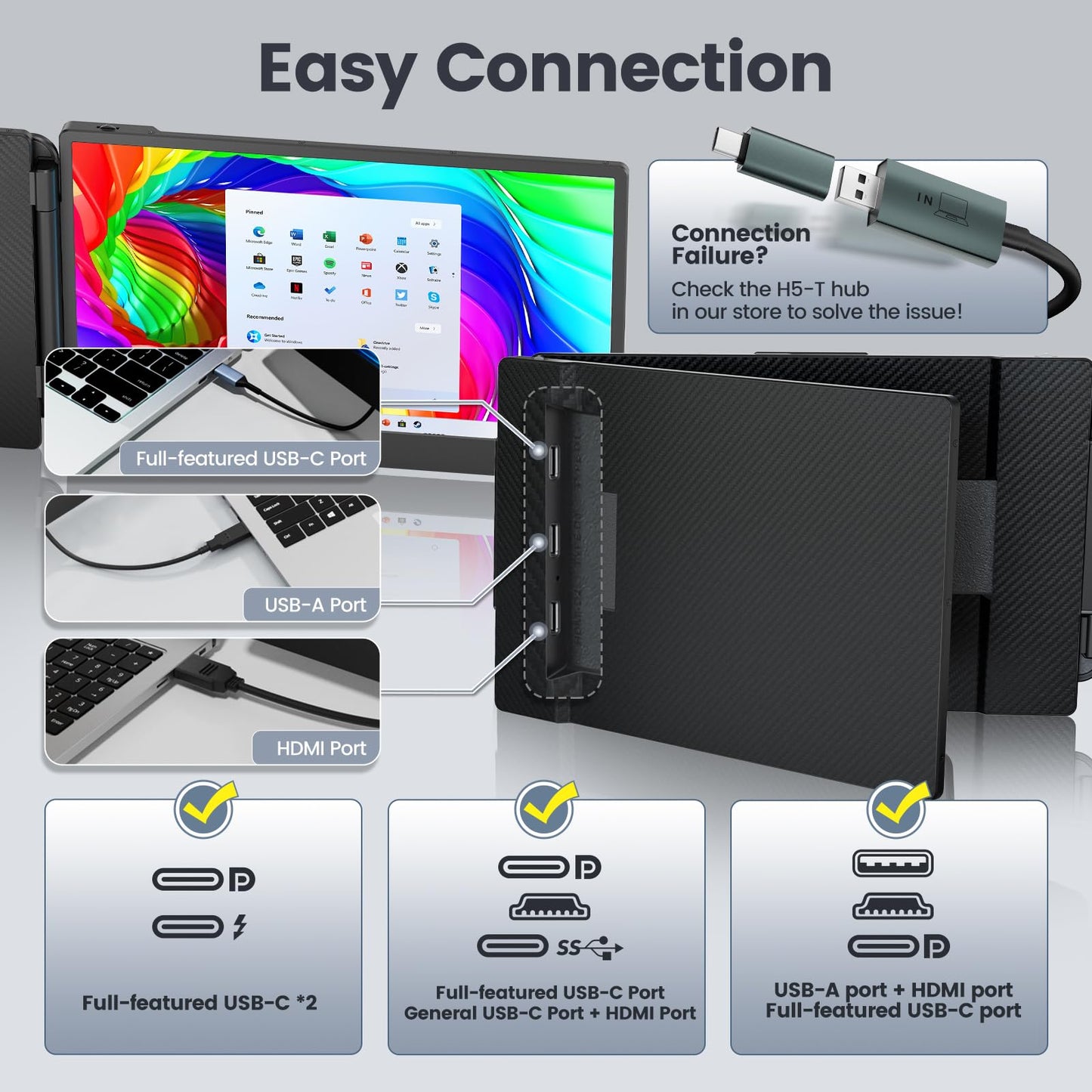 Teamgee 14" Monitors Full HD Portable Monitor with Speakers for Laptop DEMO