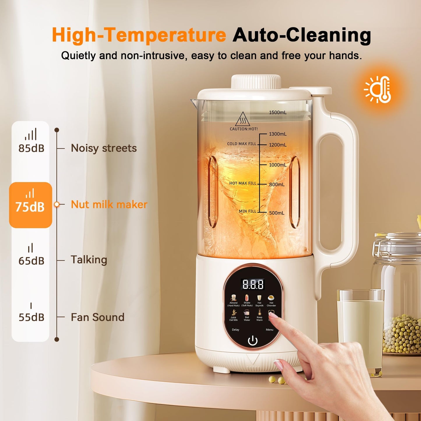 Automatic 1.5L Nut Milk Maker with 20 Blades, 10-in-1 Cream Frother for NEW