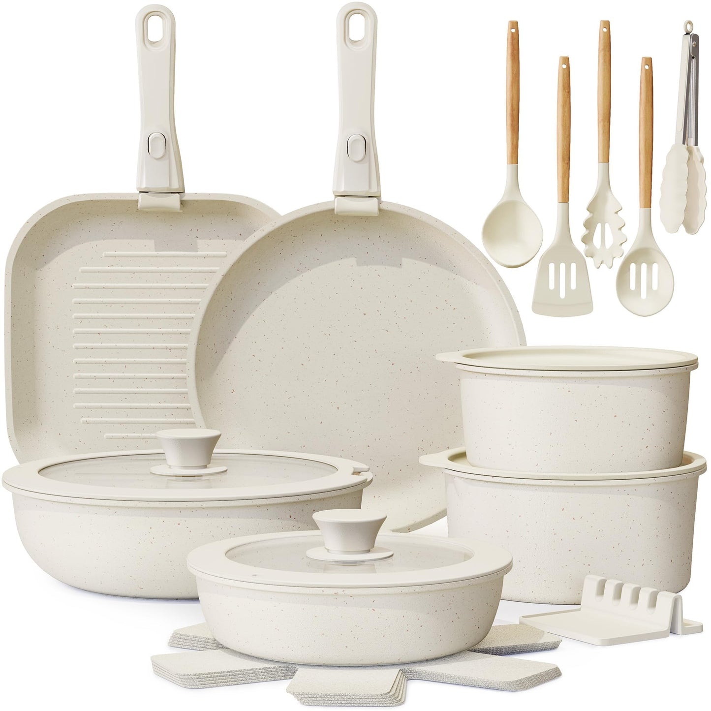 23-Piece Ceramic Cookware Set Non-Stick Pots and Pans Kitchen Aluminium NEW