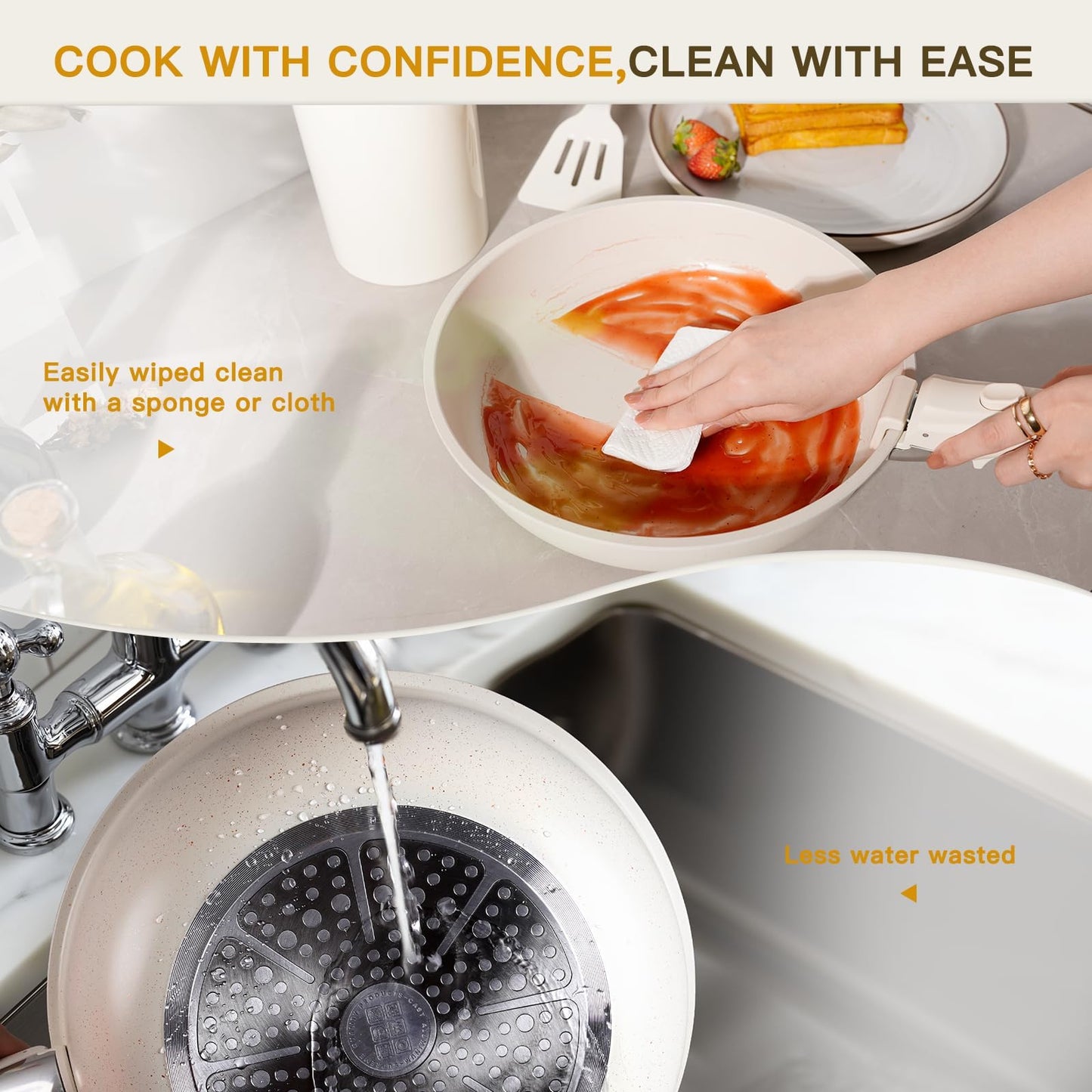 23-Piece Ceramic Cookware Set Non-Stick Pots and Pans Kitchen Aluminium NEW