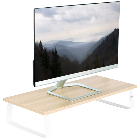 VIVO Light Wood Monitor Stand Desktop Riser for Laptop Screen Keyboard DEMO