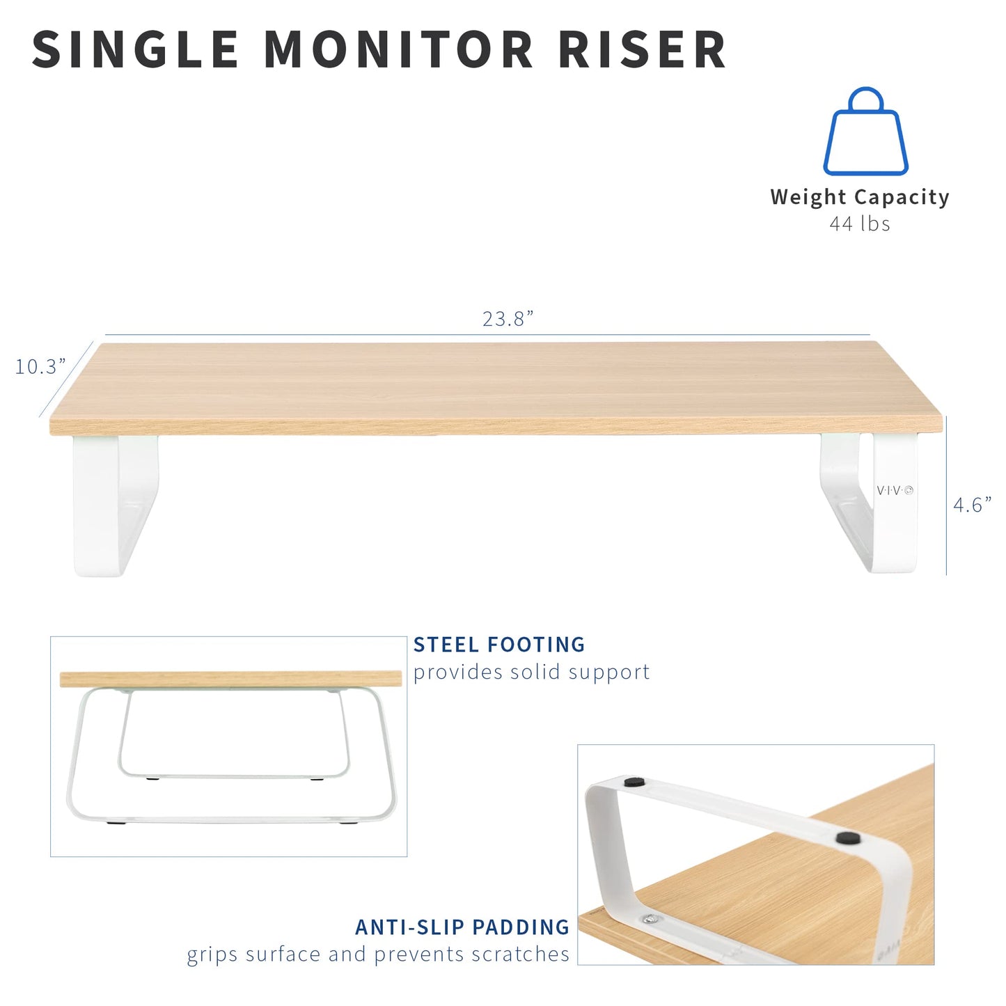 VIVO Light Wood Monitor Stand Desktop Riser for Laptop Screen Keyboard DEMO