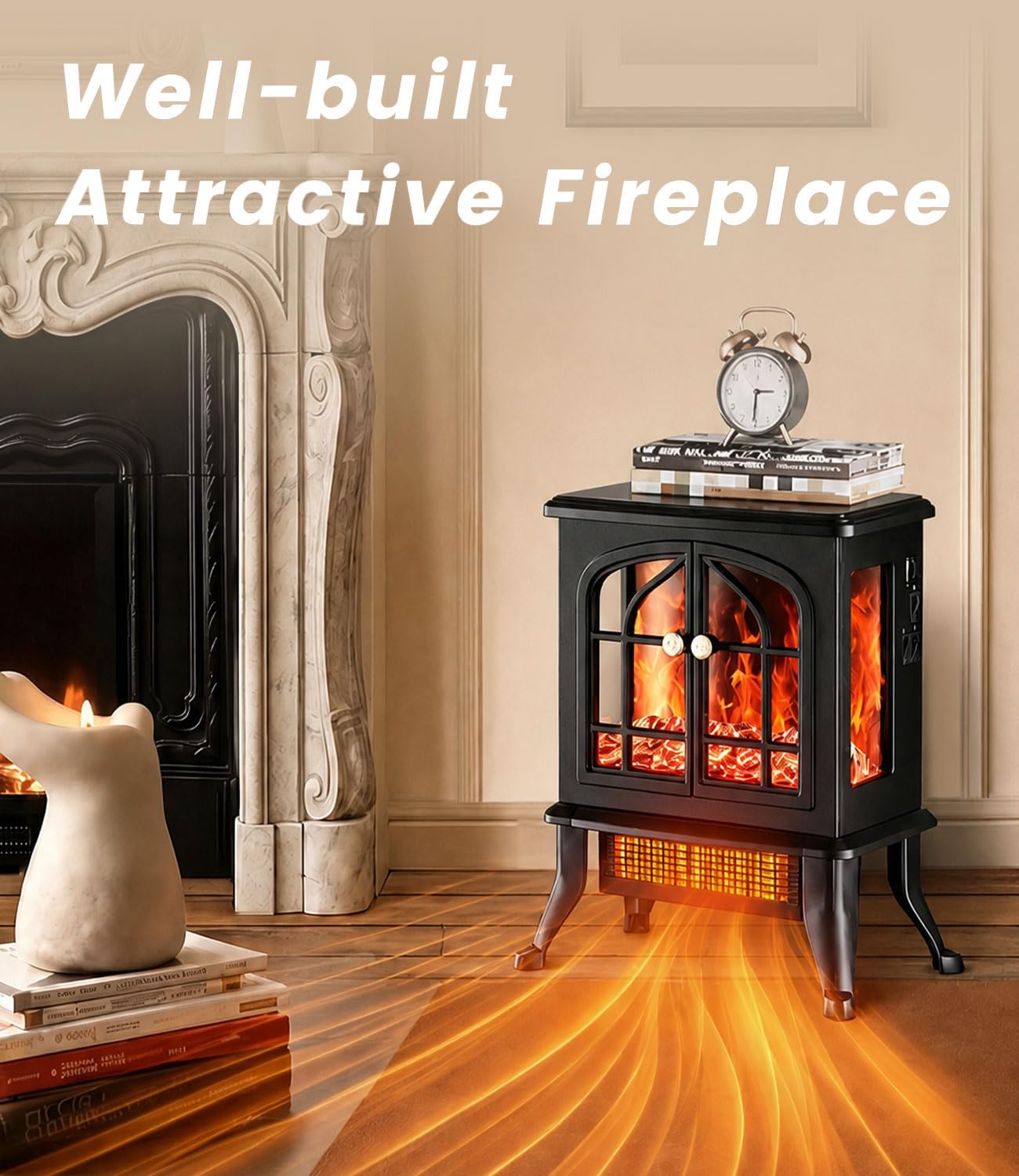 2000W Electric Heating Fireplace Heater Fan with Adjustable Temperature in NEW