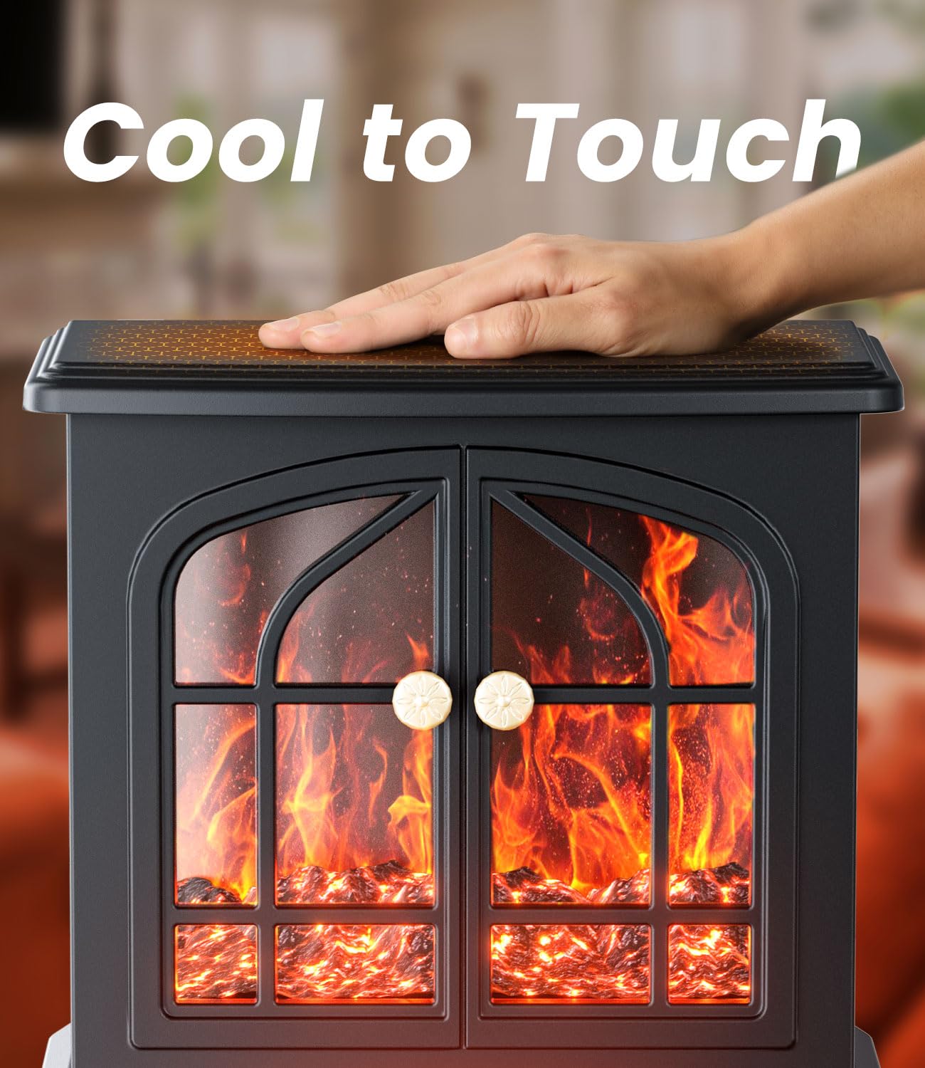 2000W Electric Heating Fireplace Heater Fan with Adjustable Temperature in NEW
