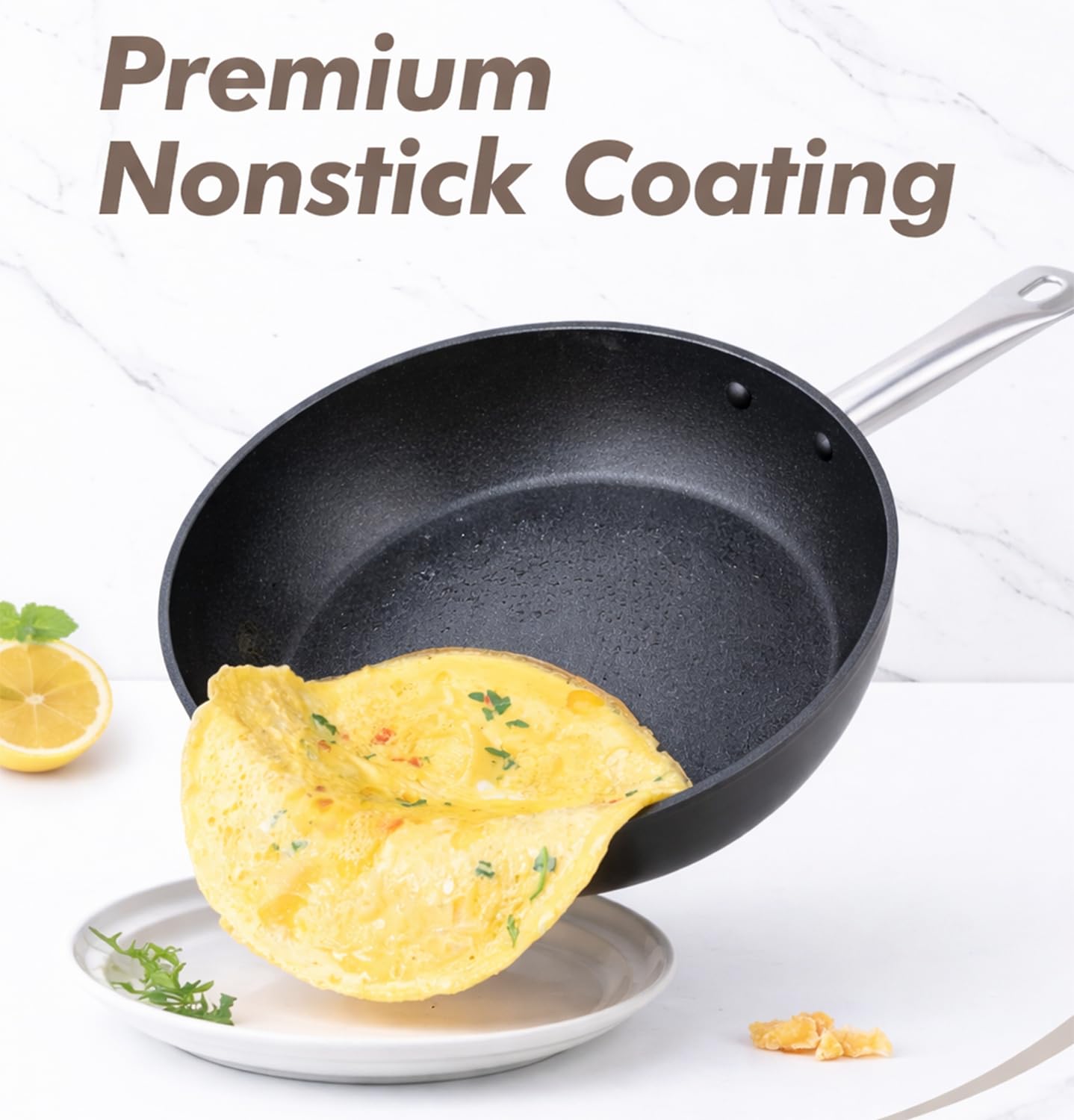 CS-KOCHSYSTEME 24cm Nonstick Deep Frying Pan with Premium Coating for Wok NEW