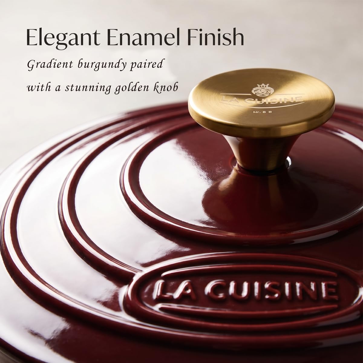 La Cuisine Enameled Cast Iron Dutch Oven Casserole Dish Pot Cranberry Red NEW