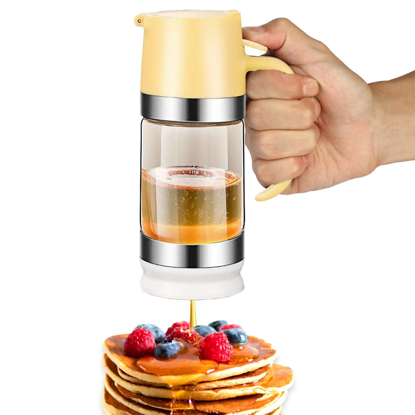HOMKULA Glass Honey Dispenser No Drip Maple Syrup Jar for Coffee Tea 70-76oz NEW
