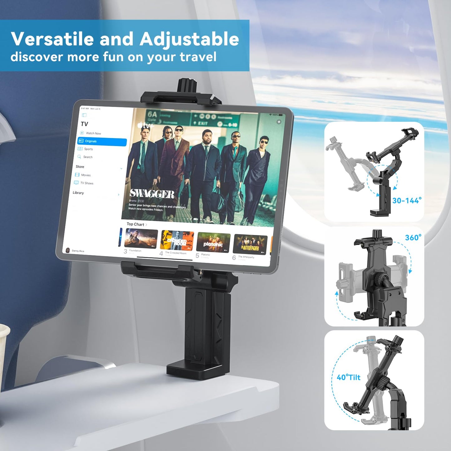 KDD Adjustable Stands Tablet Holder Stand for Travel, Black - Portable Mount NEW