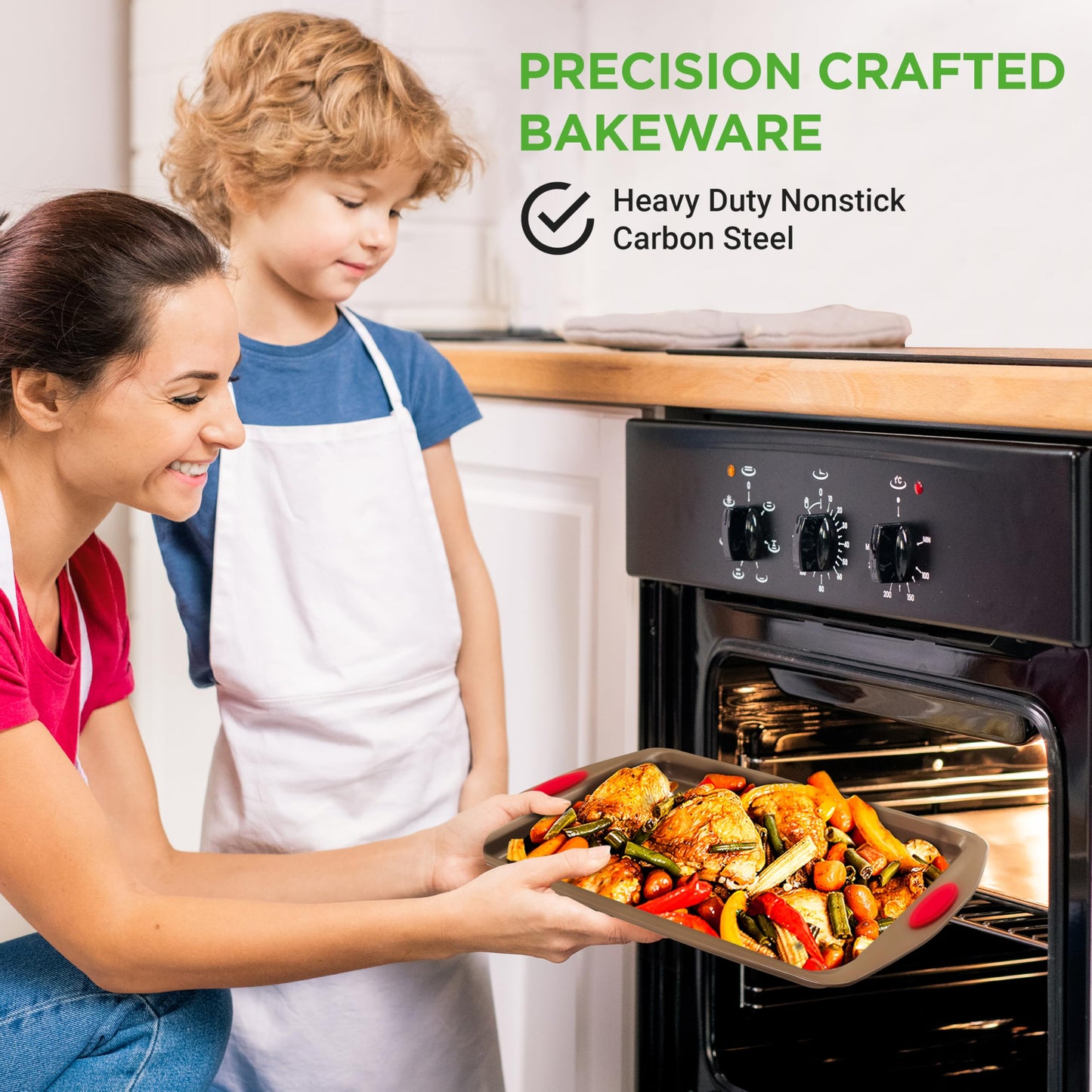 NutriChef 6-Piece Nonstick Baking Pan Set - Flexible Carbon Steel Bakeware NEW