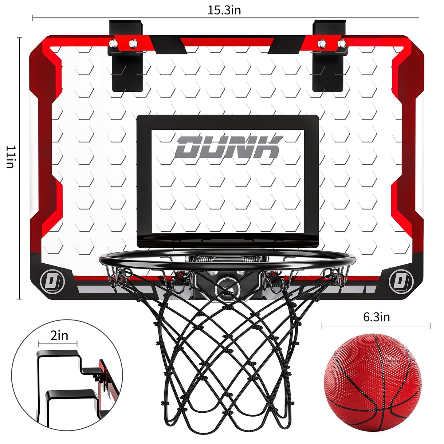 TEMI Red Basketball Hoop Indoor Kids Alloy Steel Adjustable Portable Rim NEW