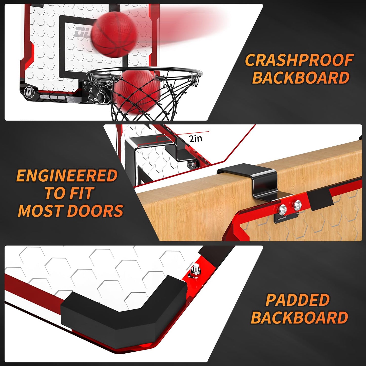 TEMI Red Basketball Hoop Indoor Kids Alloy Steel Adjustable Portable Rim NEW