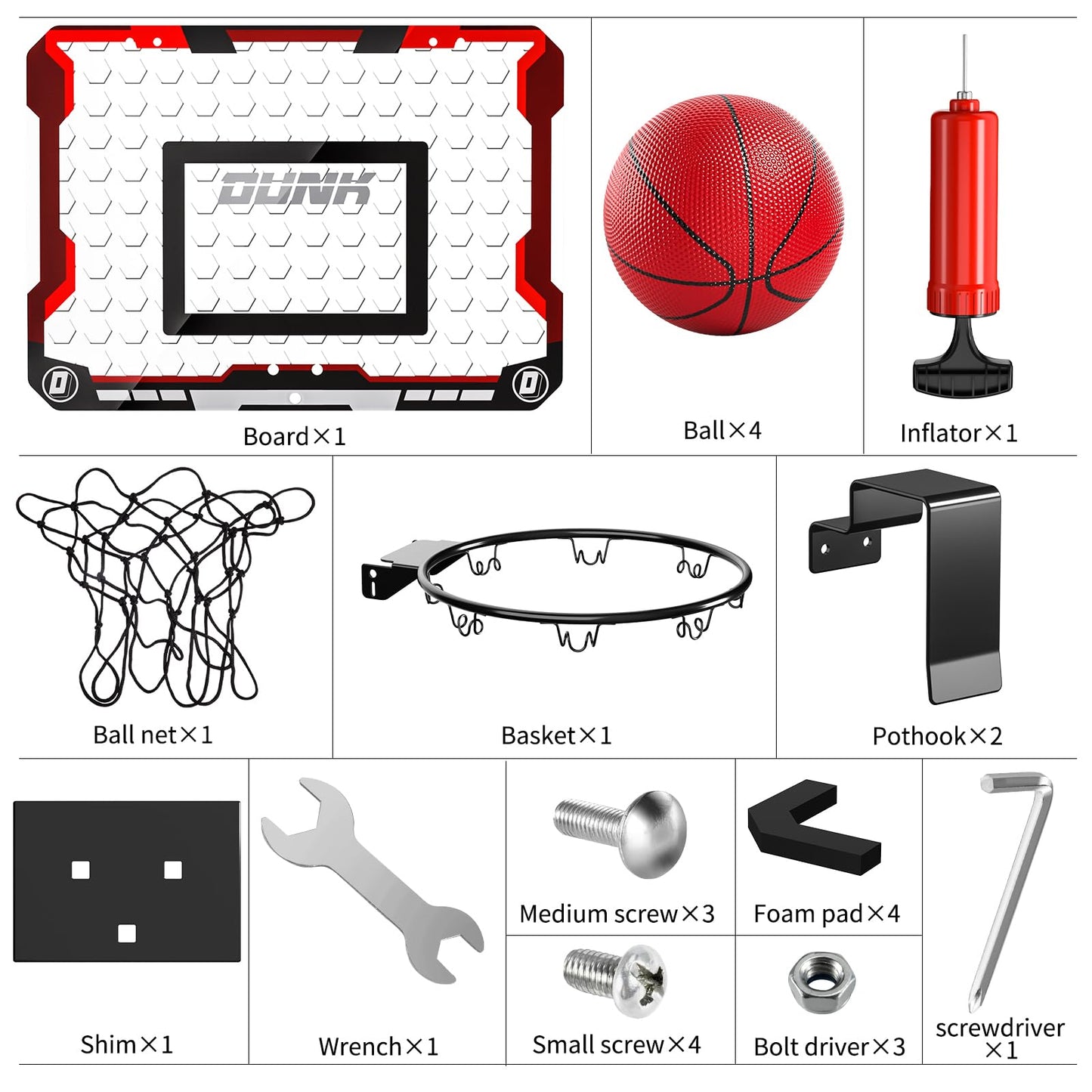 TEMI Red Basketball Hoop Indoor Kids Alloy Steel Adjustable Portable Rim NEW