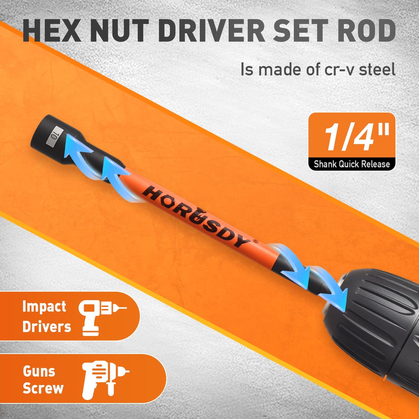 HORUSDY 60-Piece Magnetic Nut Driver Set with 6-in-1 Ratcheting Screwdriver NEW